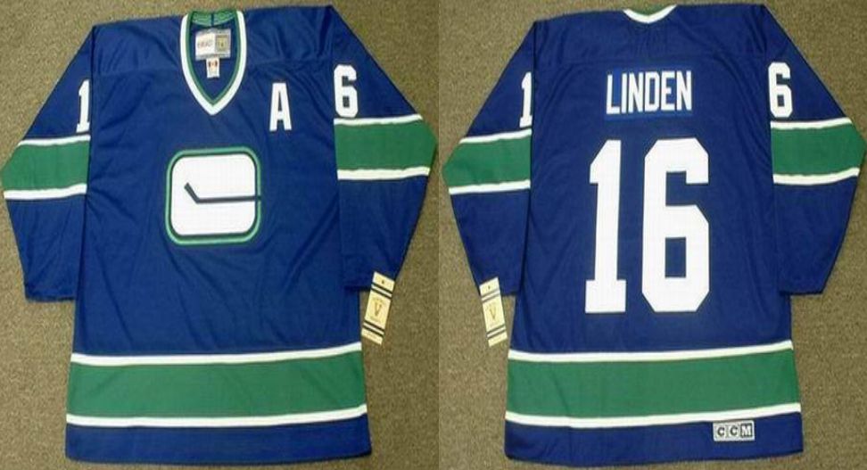 2019 Men Vancouver Canucks #16 Linden Blue CCM NHL jerseys